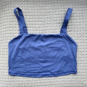 OFFLINE by aerie | Real Me Ribbed Longline Sports Bra — Baja Blue